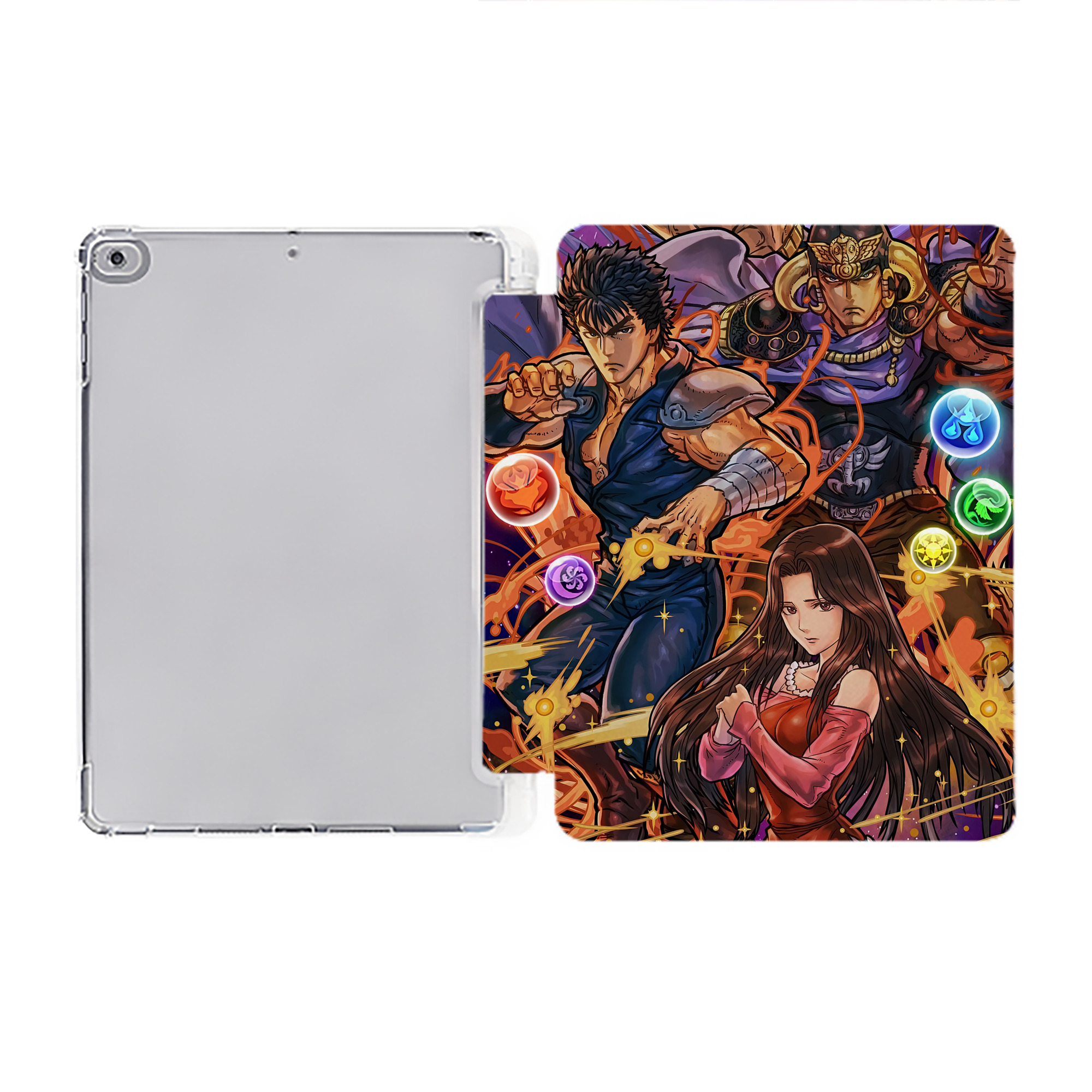 （画像用） 北斗の拳 Fist of the North Star IPad ケース ペン収納付き 三つ折りスタンド PUレザー×シリコン 対応機種9.5/10.5/10.9インチ